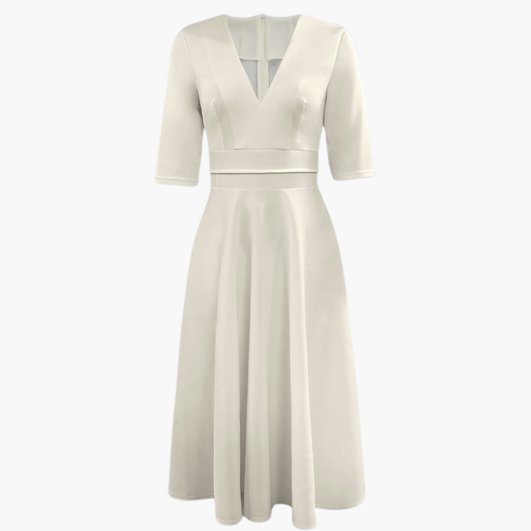 Leila | Dames Midi Jurk | V-hals