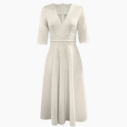 Leila | Dames Midi Jurk | V-hals