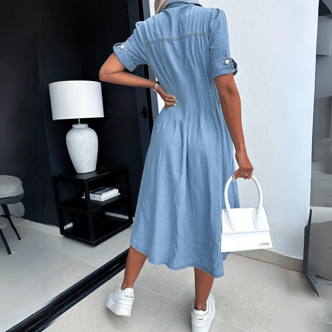 Saar | Dames Midi Jurk | Met Knoopdetails